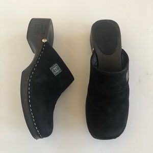 Chanel clogs/mules/slides black suede size 37